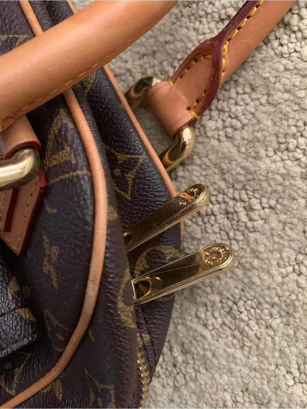 Louis Vuitton Monogram Canvas Dual Front Pocket Satchel with Tan Trim